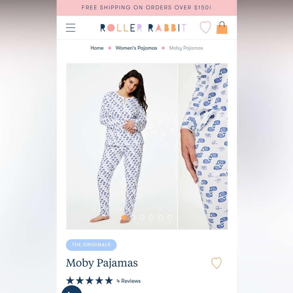 Roller Rabbit Moby pajama set, xs blue